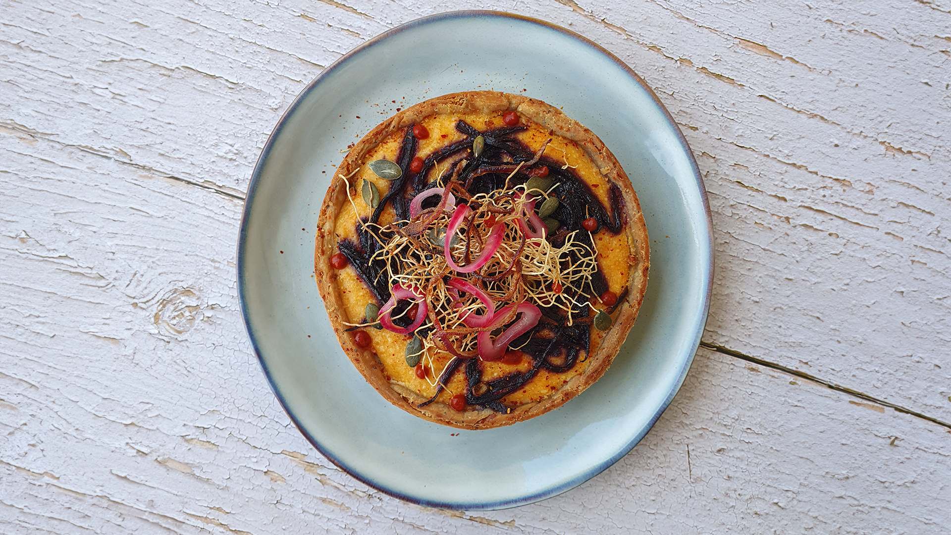 Tarte au butternut et boudin basque